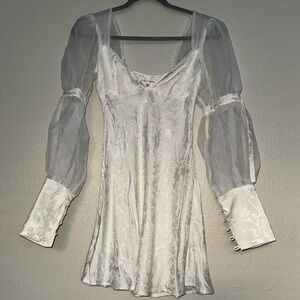 FL&L Gabrielle Puff Sleeve Mini Dress White